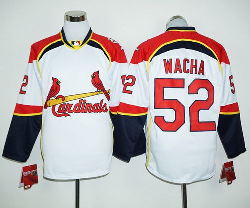 Cardinals #52 Michael Wacha White/Red Long Sleeve Stitched MLB Jersey